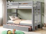 This Tall Twin over Twin Bunk Bed in Gray with a Twin Trundle will look great in your child's bedroom
