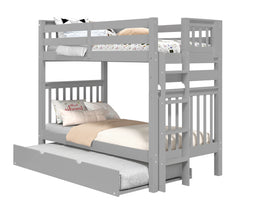 Bunk Bed Tall Twin over Twin End Ladder in Gray with a Twin Trundle for only $649
