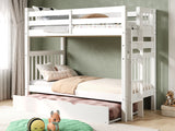 This Tall Twin over Twin Bunk Bed in White with a Twin Trundle will look great in your child's bedroom