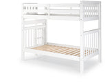 White tall twin-over-twin bunk bed showing the four-step end ladder