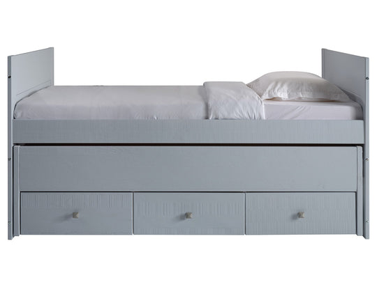 The twin trundle is free rolling and can be positioned anywhere in your room