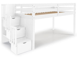 Stairs can be positioned on the right or the left
