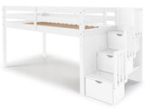 Low loft only 49 inches high for more flexibility in placing it in a room with a low ceiling