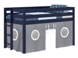 Bedz King Twin Low Loft Contemporary Bed with Ladder in Blue and Gray and White Tent for only $325