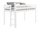 Bedz King Twin Low Loft Contemporary Bed with Ladder in White for only $275