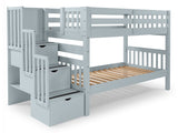 Twin over Twin Bunk Bed Breezy Blue with 3 Step Stairway