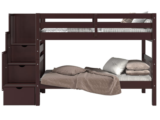Traditional dark cherry stained finish detail on the BK906 bunk bed