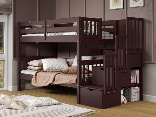 Dark Cherry BK906 bunk bed can be separated into two twin beds