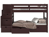 Traditional dark cherry stained finish detail on the BK906 bunk bed
