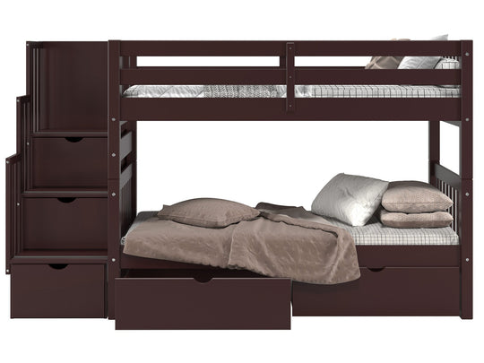 Traditional dark cherry stained finish detail on the BK906 bunk bed