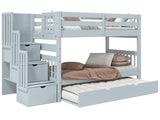 Bunk Bed Twin over Twin Stairway with a Twin Trundle in Breezy Blue for only $848