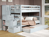 This Twin over Twin Stairway Bunk Bed in Breezy Blue with a Twin Trundle will look great in your child's bedroom
