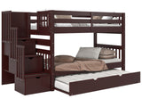 Bunk Bed Twin over Twin Stairway with a Twin Trundle in Dark Cherry for only $848
