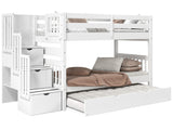 Bunk Bed Twin over Twin Stairway with a Twin Trundle in White for only $898