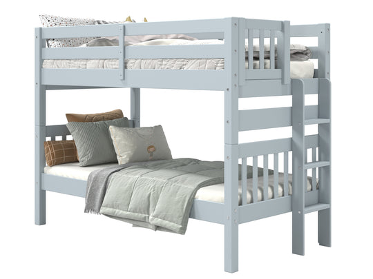 Breezy Blue twin-over-twin end-ladder bunk bed