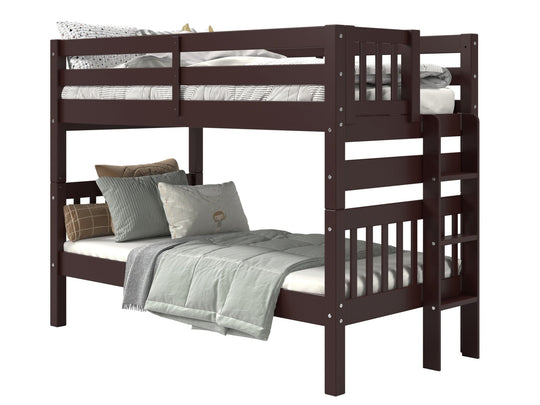 Dark Cherry twin-over-twin end-ladder bunk bed