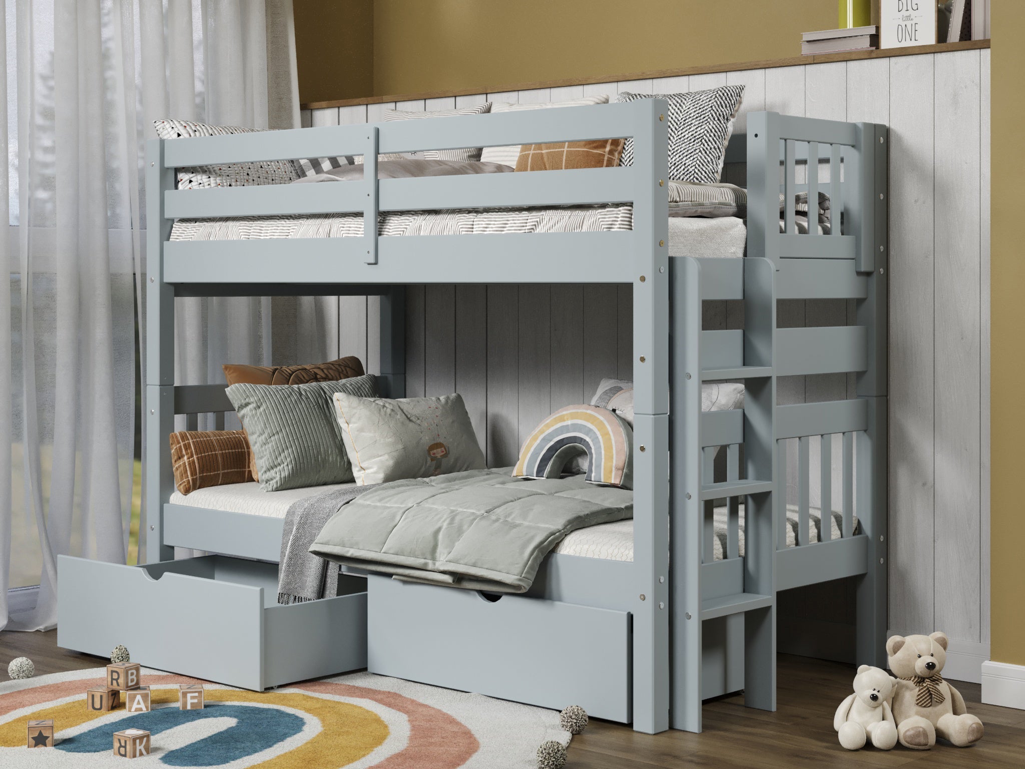 Bunk Beds Twin over Twin End Ladder, Breezy Blue