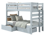 Bunk Bed Twin over Twin End Ladder in Breezy Blue with 2 Drawers for only $599