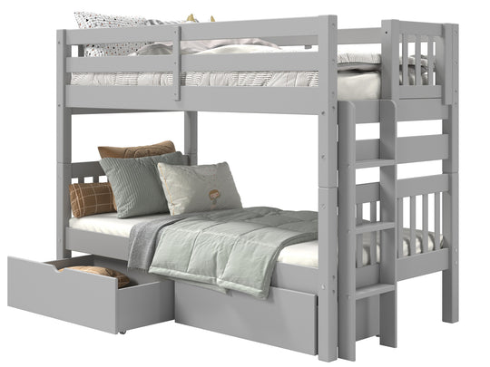 Bunk Bed Twin over Twin End Ladder in Gray with 2 Drawers for only $599