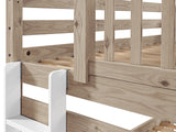 Three-step white end ladder and upper-bunk entry on a Nordic Pine twin-over-twin bunk bed