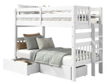 Bunk Bed Twin over Twin End Ladder in White with 2 Drawers for only $699