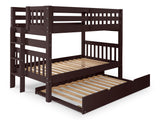 Twin over Twin Bunk Bed Dark Cherry  with End Ladder and Trundle