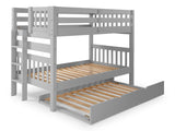 Twin over Twin Bunk Bed Gray with End Ladder and Trundle