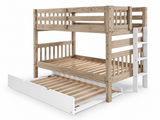 Nordic Pine twin-over-twin bunk bed showing front and back white ladder placement options