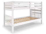 Twin over Twin Bunk Bed White with End Ladder 