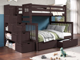 This Twin over Full Stairway Bunk Bed in Dark Cherry with 2 Under Bed Drawers will look great in your child's bedroom
