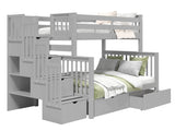Bunk Bed Twin over Full Stairway with 2 Under Bed Drawers in Gray for only $1098