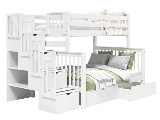 Bunk Bed Twin over Full Stairway with 2 Under Bed Drawers in White for only $1198