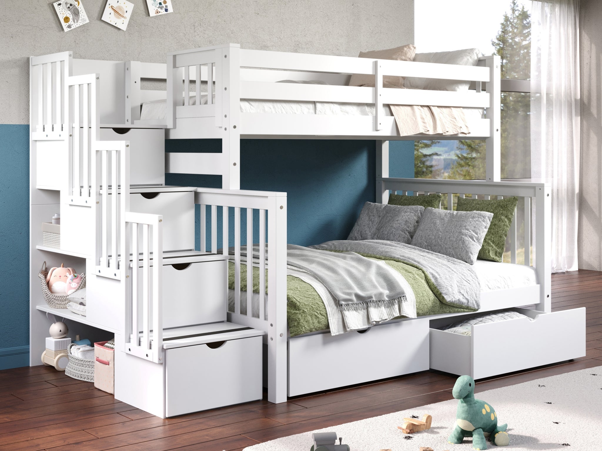 こうきんページ Bedz King Twin over Full Stairway Bunk Beds