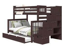Bunk Bed Twin over Full Stairway with a Full Trundle in Dark Cherry for only $949