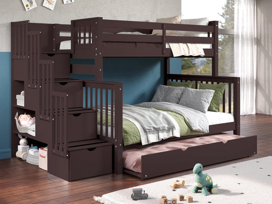 Dark Cherry BK961 bunk bed can be separated into one twin bed and one full bed