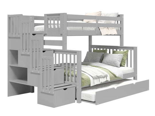Bunk Bed Twin over Full Stairway with a Full Trundle in Gray for only $1098
