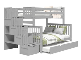 Bunk Bed Twin over Full Stairway with a Full Trundle in Gray for only $998