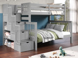 This Twin over Full Stairway Bunk Bed in Gray will look great in your child's bedroom