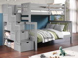 This Twin over Full Stairway Bunk Bed in Gray will look great in your child's bedroom