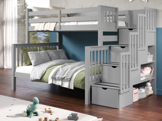 Gray BK961 bunk bed can be separated into one twin bed and one full bed