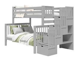 Bunk Beds Twin over Full Stairway, Gray