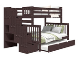 Bunk Bed Twin over Full Stairway with a Twin Trundle in Dark Cherry for only $948