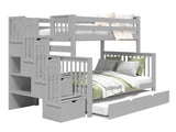 Bunk Bed Twin over Full Stairway with a Twin Trundle in Gray for only $1098
