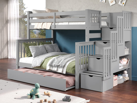 Gray BK961 bunk bed can be separated into one twin bed and one full bed