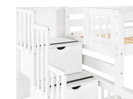 Bunk Beds Twin over Full Stairway + Twin Trundle, White