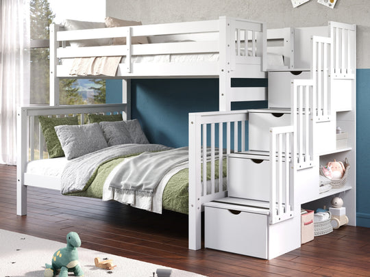 White BK961 bunk bed can be separated into one twin bed and one full bed