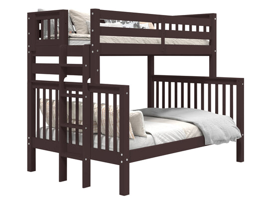 Dark Cherry twin-over-full bunk bed showing ladder placement at either end