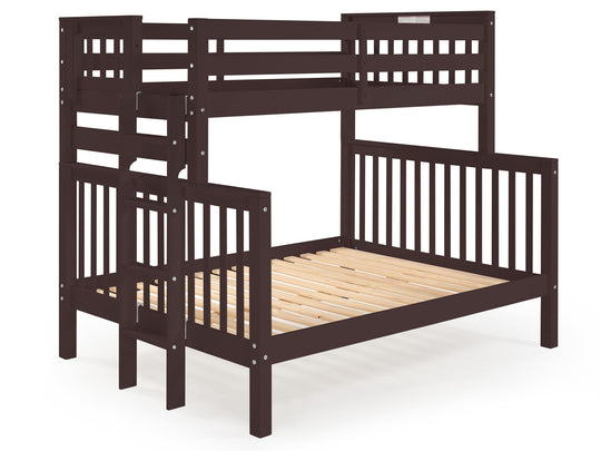 Dark Cherry twin-over-full bunk bed showing front and back ladder placement options