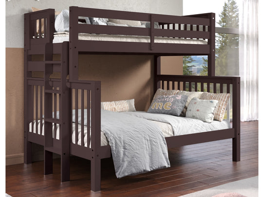 Dark Cherry BK961EL bunk bed can be separated into one twin bed and one full bed