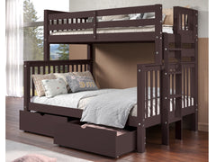 Enhance your kids bedroom with this Twin over Full Bunk Bed with End Ladder and 2 Under Bed Drawers in Dark Cherry
